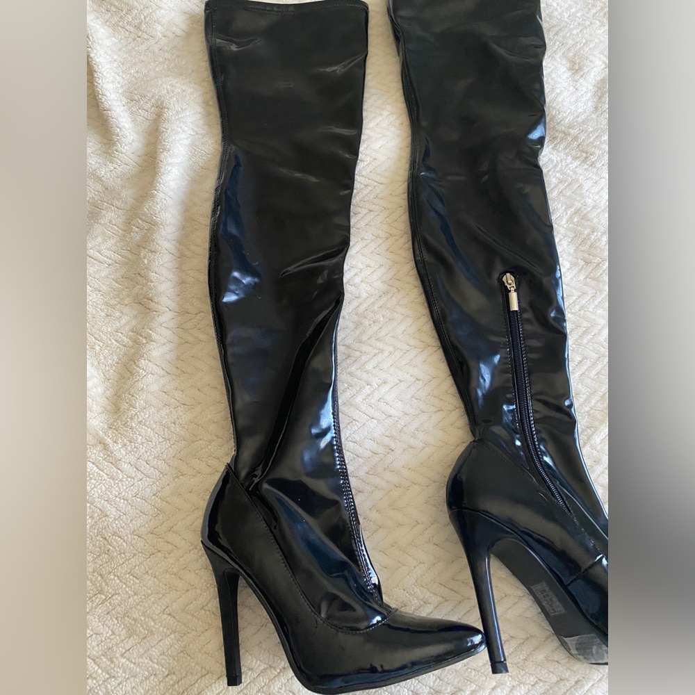 New Faux Patent leather thigh high boots